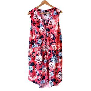 GAP Shirt Dress High Low Viscose Floral Print Sleeveless V Neckline Plus Size 2X